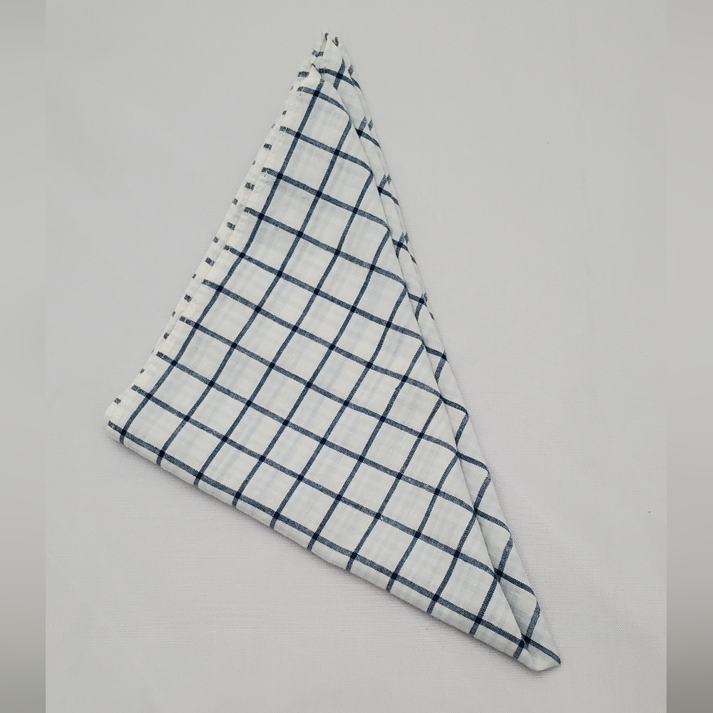 Elegant Checkered Cotton Handkerchief, Pocket Square